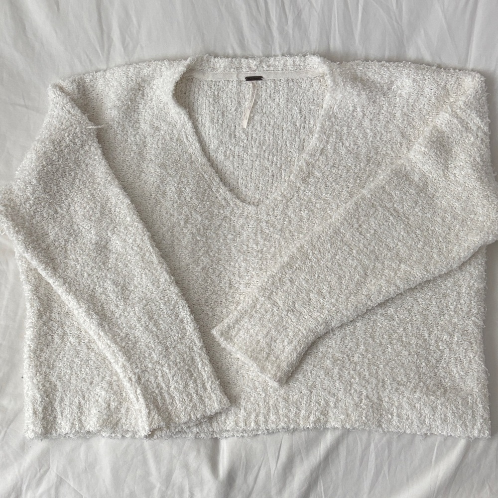 Cozy White V-Neck Sweater